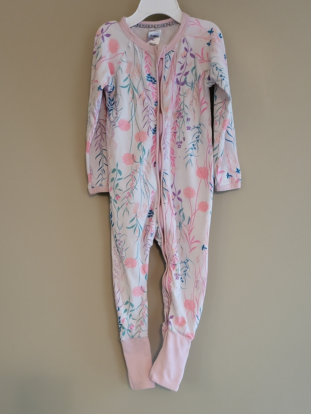 Bonds Wondersuit pink floral print.